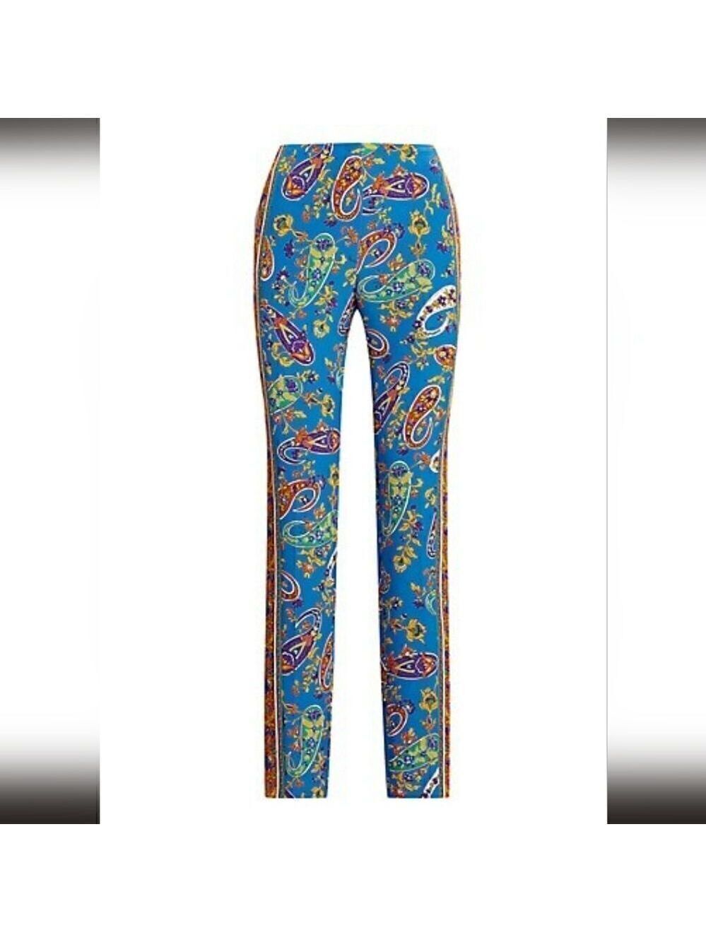 Ralph Lauren Purple Label Simone Pleated Mulberry Silk Pants NWT Size 4 Paisley